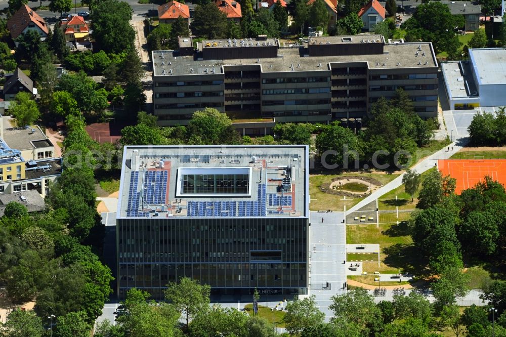 Aerial image Berlin - School building of the Lise-Meitner-Schule in the district Buckow in Berlin, Germany