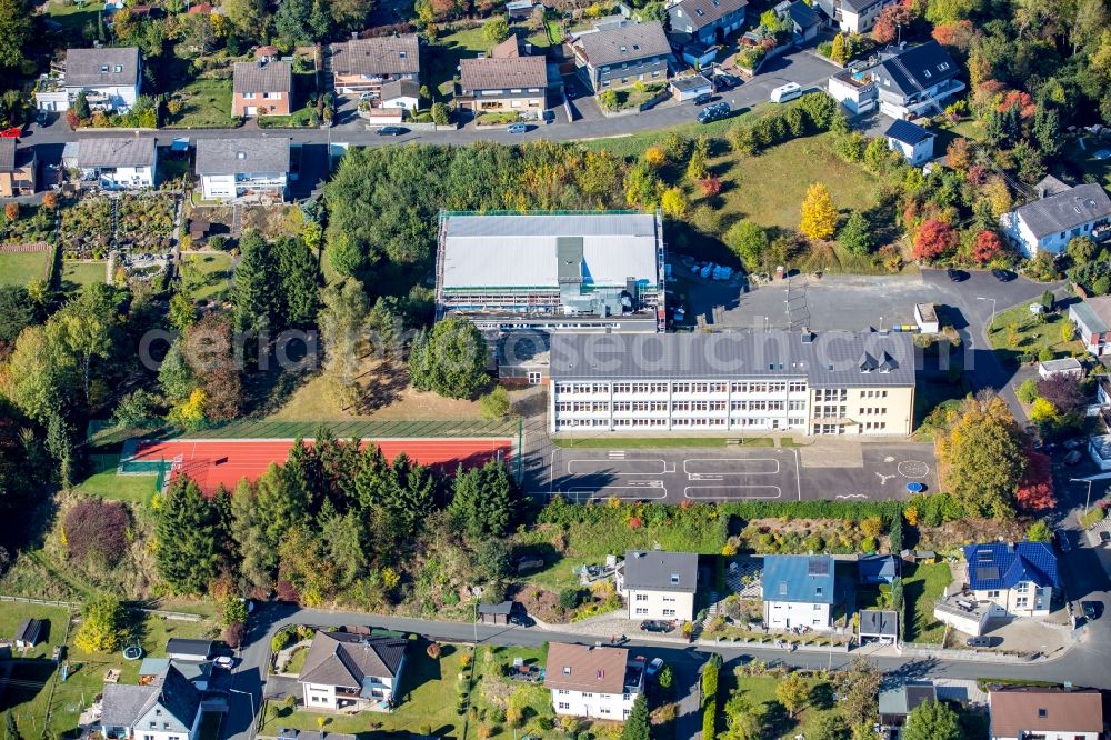 Mudersbach from above - School building of the Martin-Luther-school in Mudersbach in the state Rhineland-Palatinate