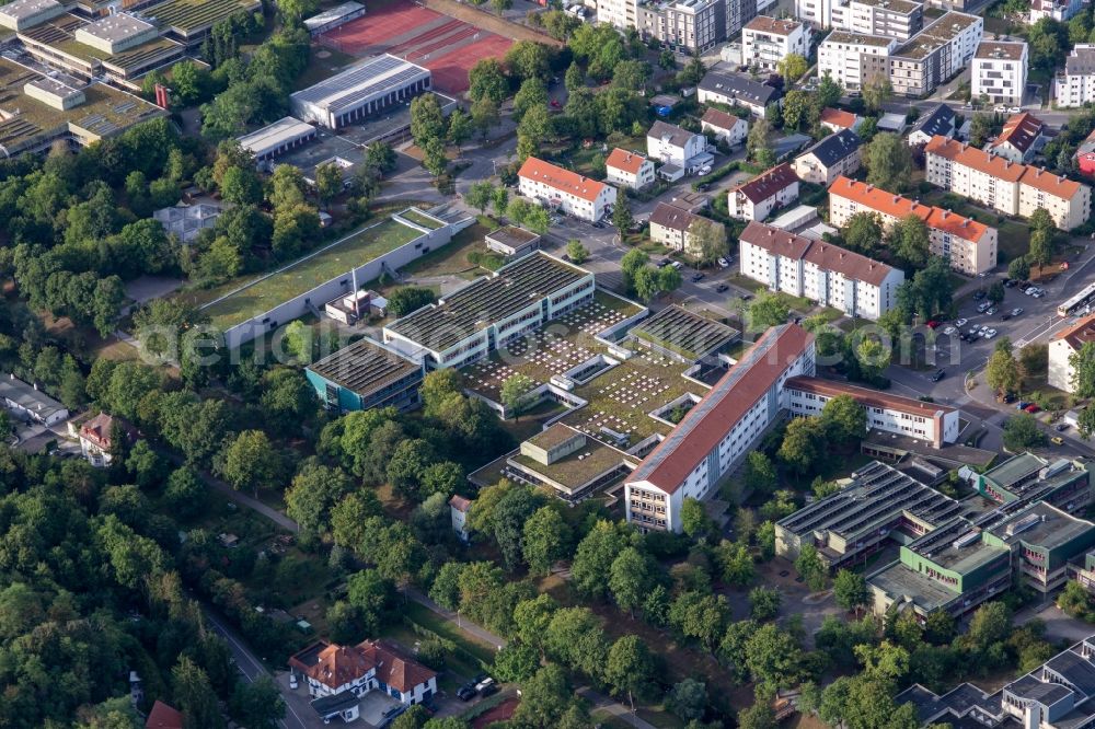 Tübingen from the bird's eye view: School buildings of the Mathilde Weber Schule and Kaufmaennische Berufsschule in Tuebingen in the state Baden-Wuerttemberg, Germany