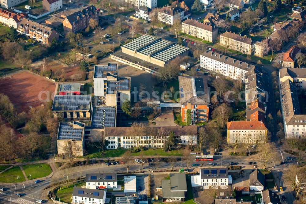 Herne from above - School building of the Mont-Cenis-Gesamtschule school in Herne in the state of North Rhine-Westphalia