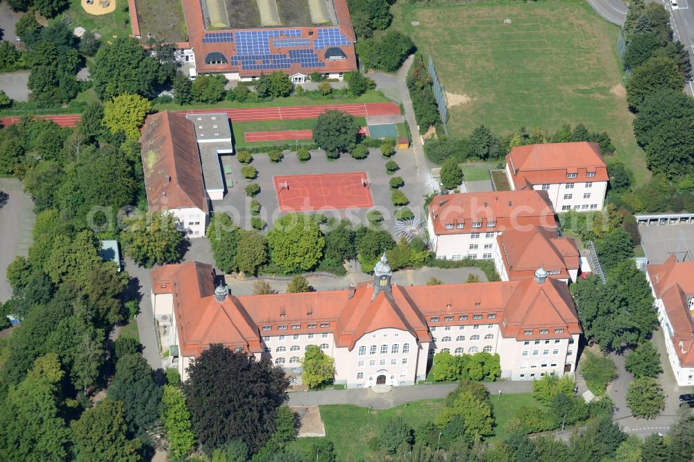 Backnang from above - School building of the Moerickeschule / Rickhardt Realschule in Backnang in the state Baden-Wuerttemberg. moerikeschule-backnang /