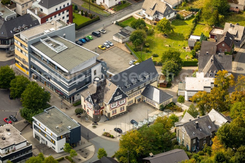 Netphen from above - School building of the Musikschule Netphen in Netphen in the state North Rhine-Westphalia, Germany