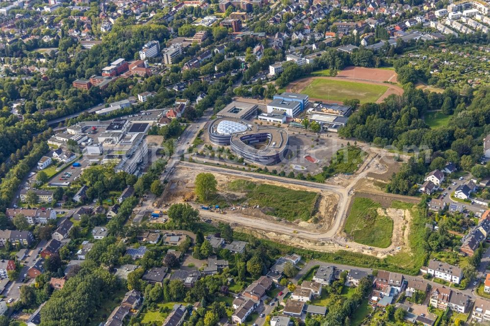 Aerial image Bochum - School building of the Neues Gymnasium Bochum an der Querenburger Strasse in Bochum in the state North Rhine-Westphalia