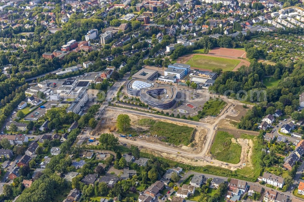 Aerial photograph Bochum - School building of the Neues Gymnasium Bochum an der Querenburger Strasse in Bochum in the state North Rhine-Westphalia