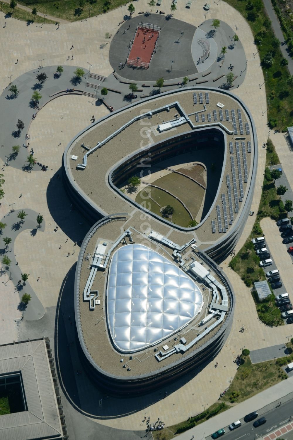 Bochum from above - School building of the Neues Gymnasium Bochum an der Querenburger Strasse in Bochum in the state North Rhine-Westphalia