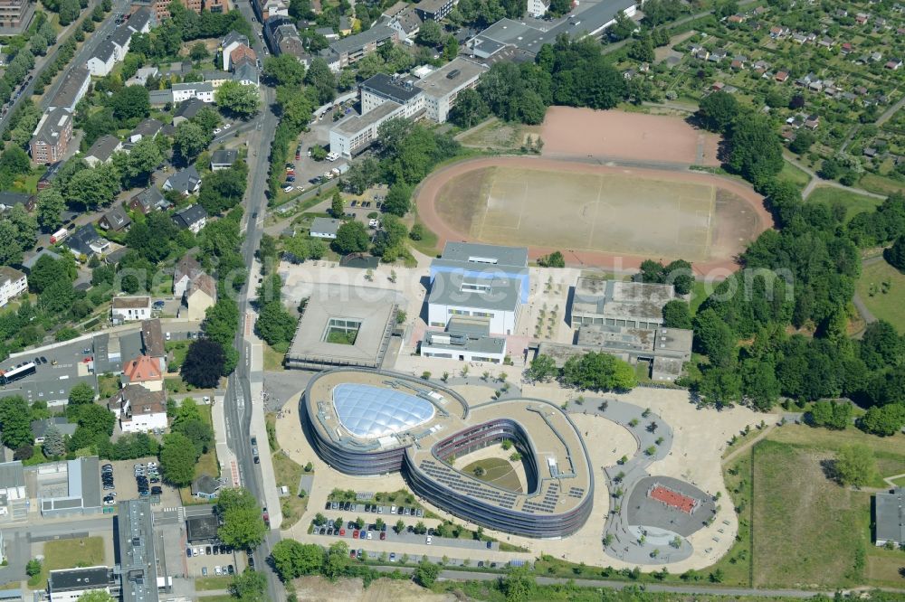 Bochum from the bird's eye view: School building of the Neues Gymnasium Bochum an der Querenburger Strasse in Bochum in the state North Rhine-Westphalia