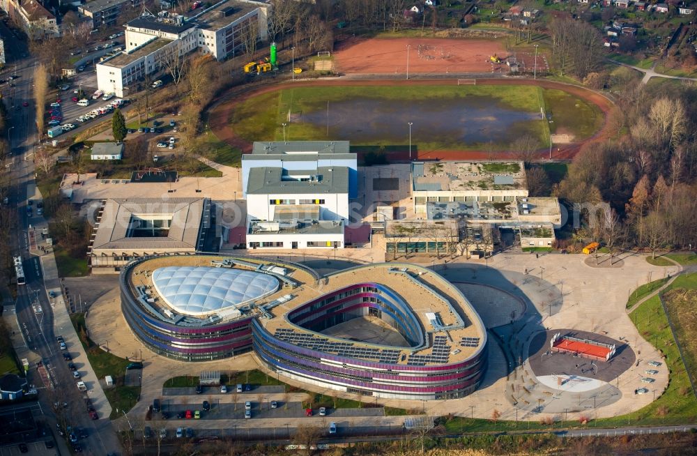 Bochum from above - School building of the Neues Gymnasium Bochum an der Querenburger Strasse in Bochum in the state North Rhine-Westphalia