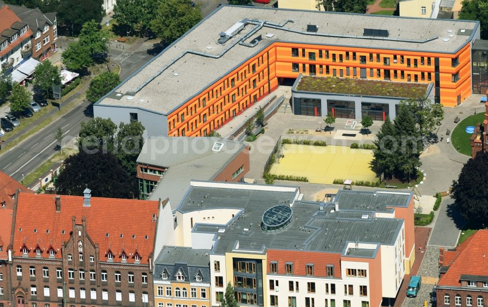 Potsdam from above - School building of the Oberlinschule on Rudolf-Breitscheid-Strasse in the district Babelsberg in Potsdam in the state Brandenburg, Germany