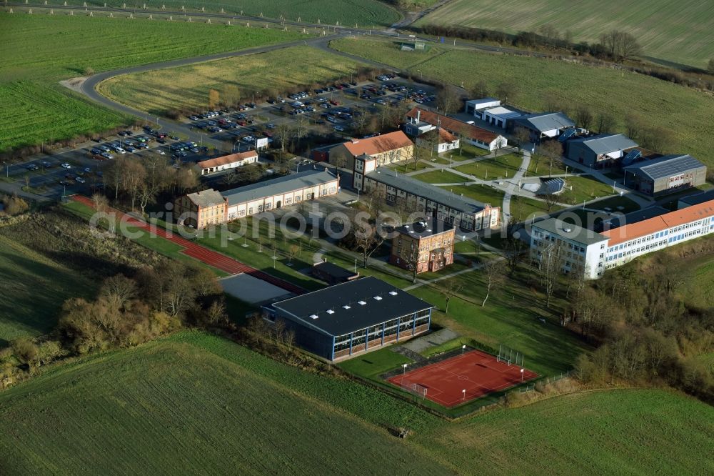 Fürstenwalde/Spree from above - School building of the Oberstufenzentrum on Palmnicken in Fuerstenwalde/Spree in the state Brandenburg