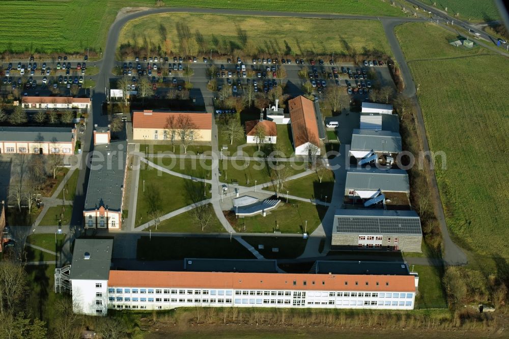 Aerial image Fürstenwalde/Spree - School building of the Oberstufenzentrum on Palmnicken in Fuerstenwalde/Spree in the state Brandenburg