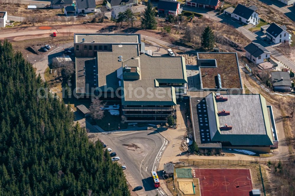 Aerial image Furtwangen im Schwarzwald - School building of the Otto-Hahn-Gymnasium with Realschule Furtwangen in Furtwangen im Schwarzwald in the state Baden-Wuerttemberg, Germany