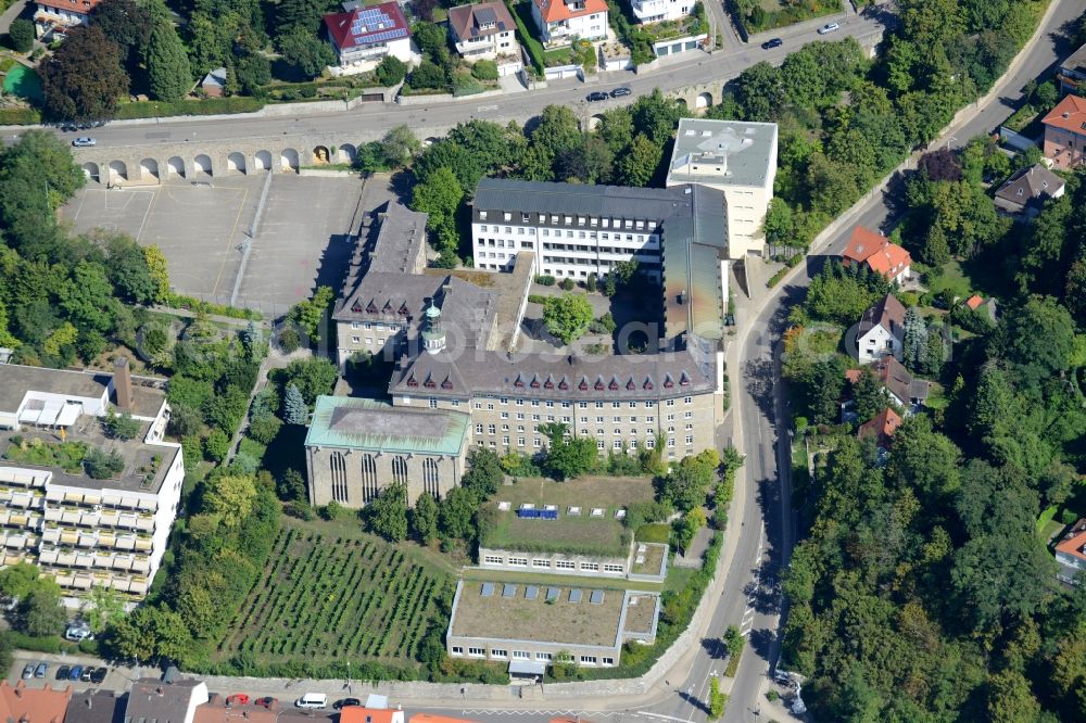 Aerial photograph Bruchsal - School building of the Privates Gymnasium St. Paulusheim in Bruchsal in the state Baden-Wuerttemberg