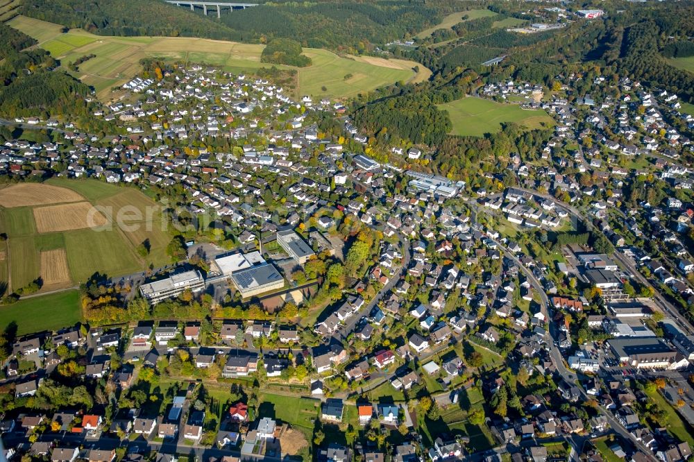 Freudenberg from above - School building of the secondary school Freudenberg at the Hermann-Vomhof-street in Freudenberg in the state North Rhine-Westphalia