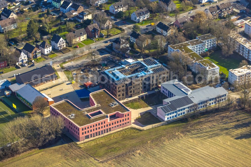 Aerial photograph Bodelschwingh - School building of the Reinoldi-Gesamtschule on street Im Odemsloh in Bodelschwingh at Ruhrgebiet in the state North Rhine-Westphalia, Germany