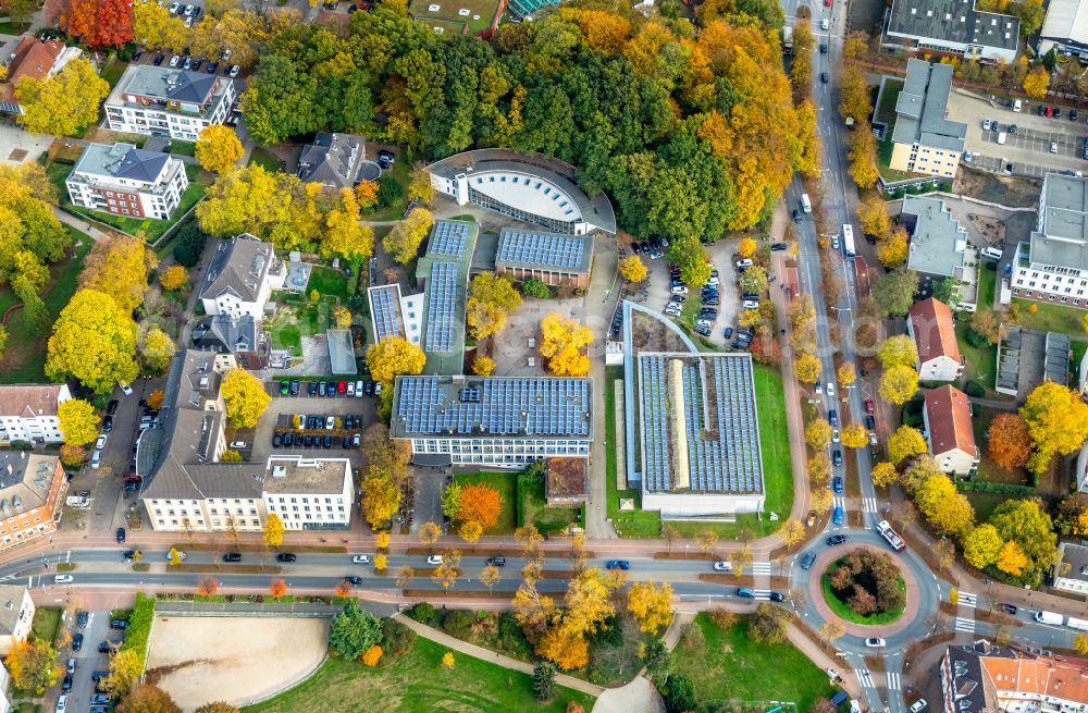 Gladbeck from above - school building of the Riesener-Gymnasium on Schuetzenstrasse in Gladbeck at Ruhrgebiet in the state North Rhine-Westphalia, Germany