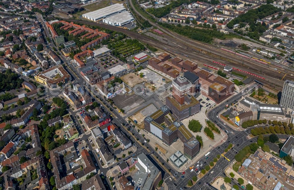 Dortmund from above - School building of the Robert-Schuman-Berufskolleg and of Dortmanof U-Turm on Emil-Moog-Platz in Dortmund in the state North Rhine-Westphalia, Germany