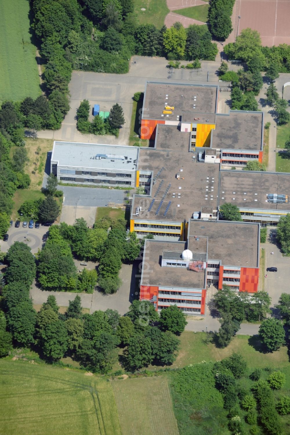 Bad Salzuflen from above - School building of the Rudolf-Brandes-Gymnasium in Bad Salzuflen in the state North Rhine-Westphalia