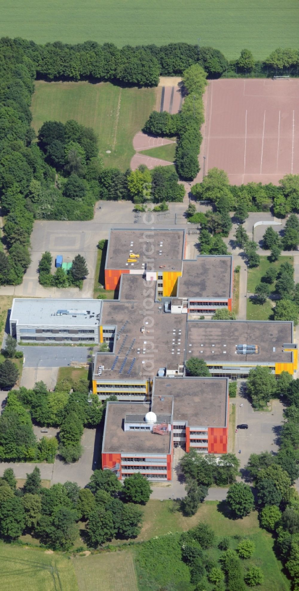 Aerial image Bad Salzuflen - School building of the Rudolf-Brandes-Gymnasium in Bad Salzuflen in the state North Rhine-Westphalia