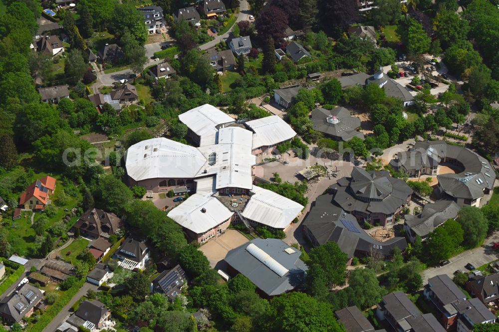 Hamburg from above - School building of the Rudolf-Steiner-Schule on street Bergstedter Chaussee in the district Bergstedt in Hamburg, Germany