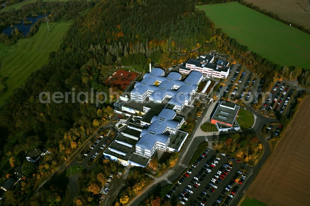 Bad Hersfeld from above - School building of the Modellschule Obersberg in Bad Hersfeld in the state Hesse, Germany