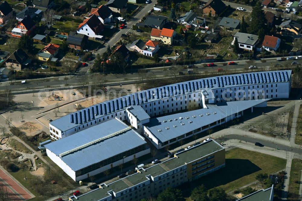 Berlin from above - School building Schule am Mohnweg and Sporthalle am Mohnweg in the district Altglienicke in Berlin, Germany