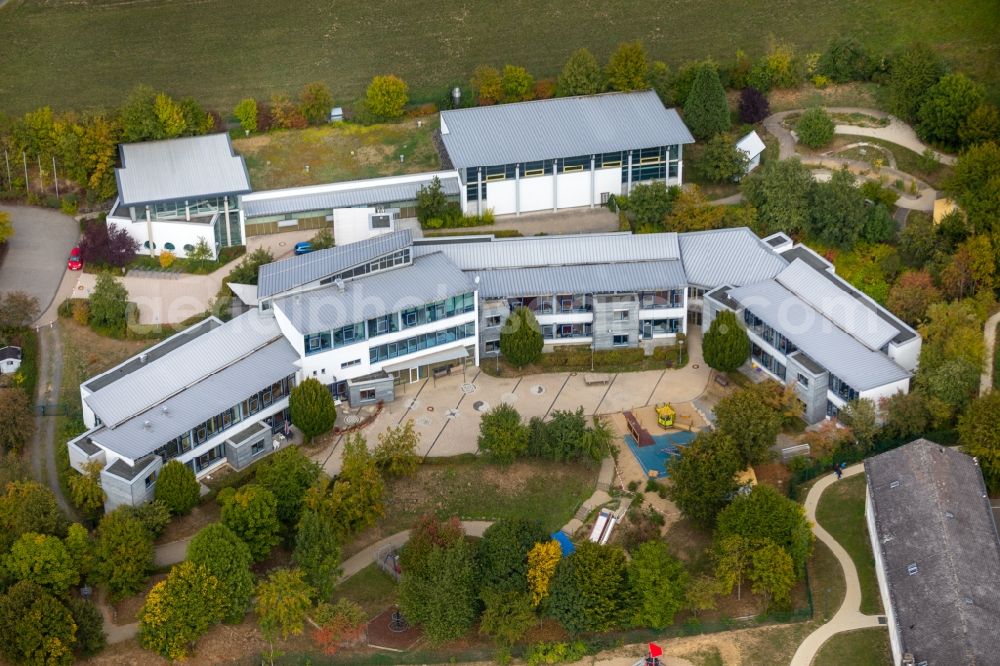 Netphen from the bird's eye view: School building of the Schule on Sonnenhang in Netphen in the state North Rhine-Westphalia, Germany