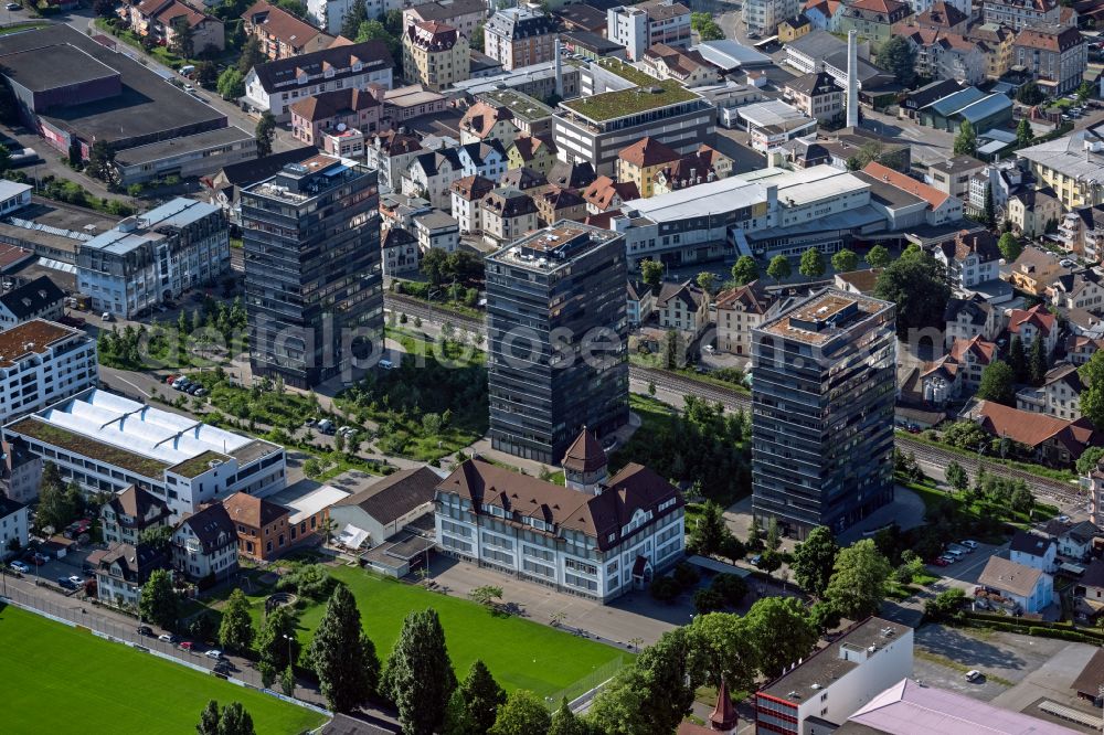 Rorschach from above - School building of the Schulhaus Pestalozzi in Rorschach in the canton Sankt Gallen, Switzerland