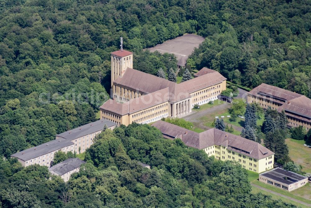 Aerial photograph Ballenstedt - School building Training Center Grosser Ziegenberg in Ballenstedt in the state Saxony-Anhalt, Germany. Originally built as the National-Political Educational Institution - Anhalt Educational Institution (also called NEPA or NAPOLA) by the NSDAP and later used as the District Party School Wilhelm Liebknecht of the SED of the GDR