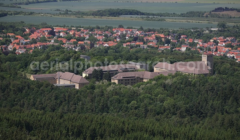 Aerial image Ballenstedt - School building Training Center Grosser Ziegenberg in Ballenstedt in the state Saxony-Anhalt, Germany. Originally built as the National-Political Educational Institution - Anhalt Educational Institution (also called NEPA or NAPOLA) by the NSDAP and later used as the District Party School Wilhelm Liebknecht of the SED of the GDR