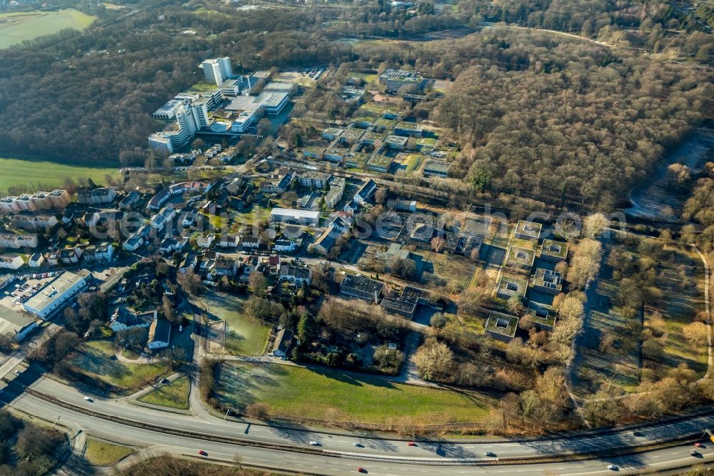 Aerial image Dortmund - School building of the Schulzentrum Hacheney on Glueckaufsegenstrasse in Dortmund in the state North Rhine-Westphalia, Germany