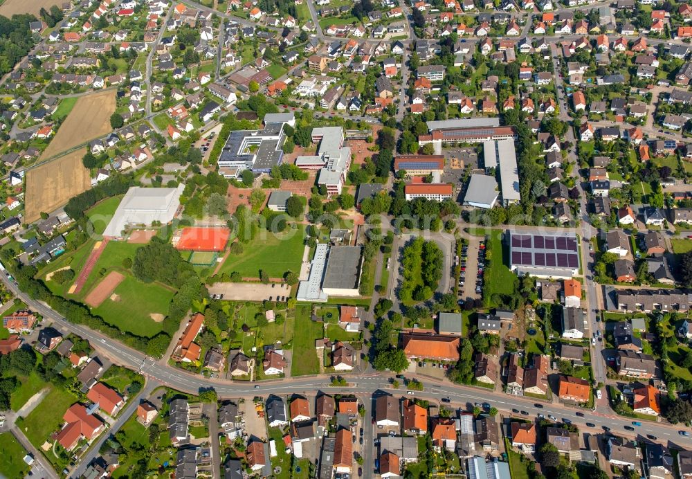 Aerial image Bünde - School buildings of the Schulzentrum Nord in Buende in the state North Rhine-Westphalia