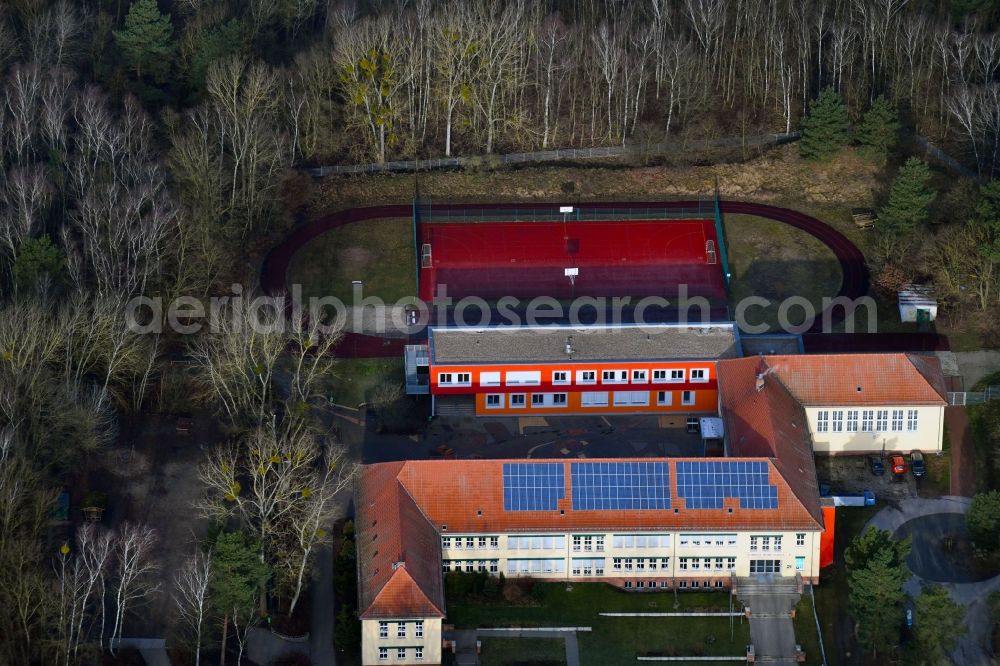 Lutherstadt Wittenberg from the bird's eye view: School building of the Sekundarschule Heinrich Heine in of Heinrich-Heine-Weg in Lutherstadt Wittenberg in the state Saxony-Anhalt, Germany