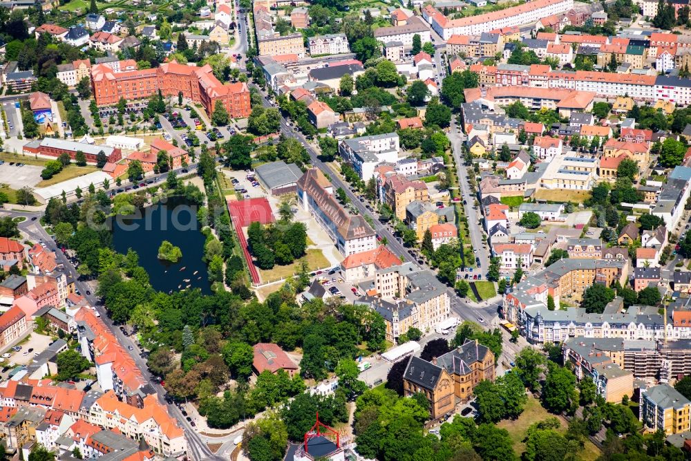 Lutherstadt Wittenberg from above - School building of the Sekundarschule a??Rosa Luxemburga?? in Lutherstadt Wittenberg in the state Saxony-Anhalt, Germany