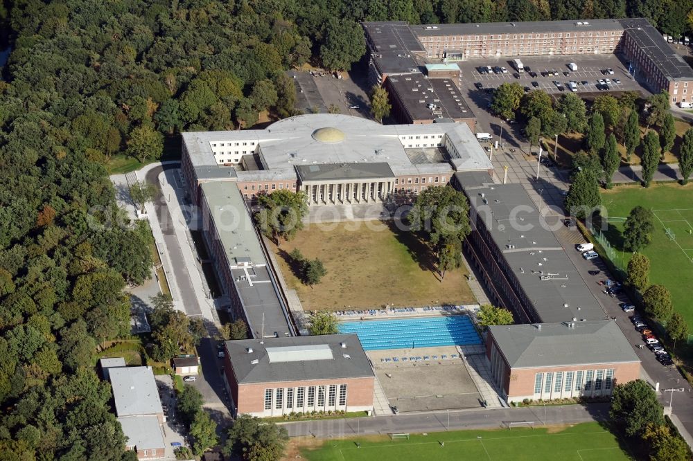 Berlin from above - School building of the Sportschule in Olympiapark - Poelchau-Schule on Prinz-Friedrich-Karl-Weg in Berlin