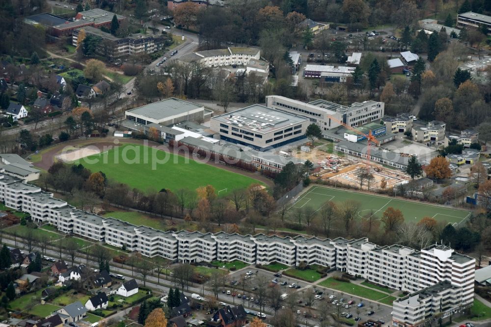 Aerial photograph Hamburg - School building of the Stadtteilschule Lohbruegge Binnenfeldredder in the district Lohbruegge in Hamburg