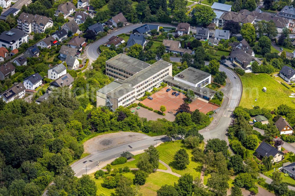 Aerial image Sundern (Sauerland) - School building of the Staedtische Realschule Sundern on Rotbuschweg in Sundern (Sauerland) in the state North Rhine-Westphalia, Germany