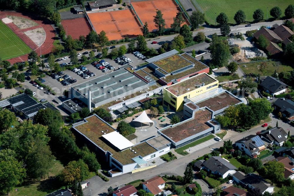 Untergruppenbach from above - School building of the Stettenfelsschule GMS/WRS in the Humboldtstrasse in Untergruppenbach in the state Baden-Wurttemberg, Germany