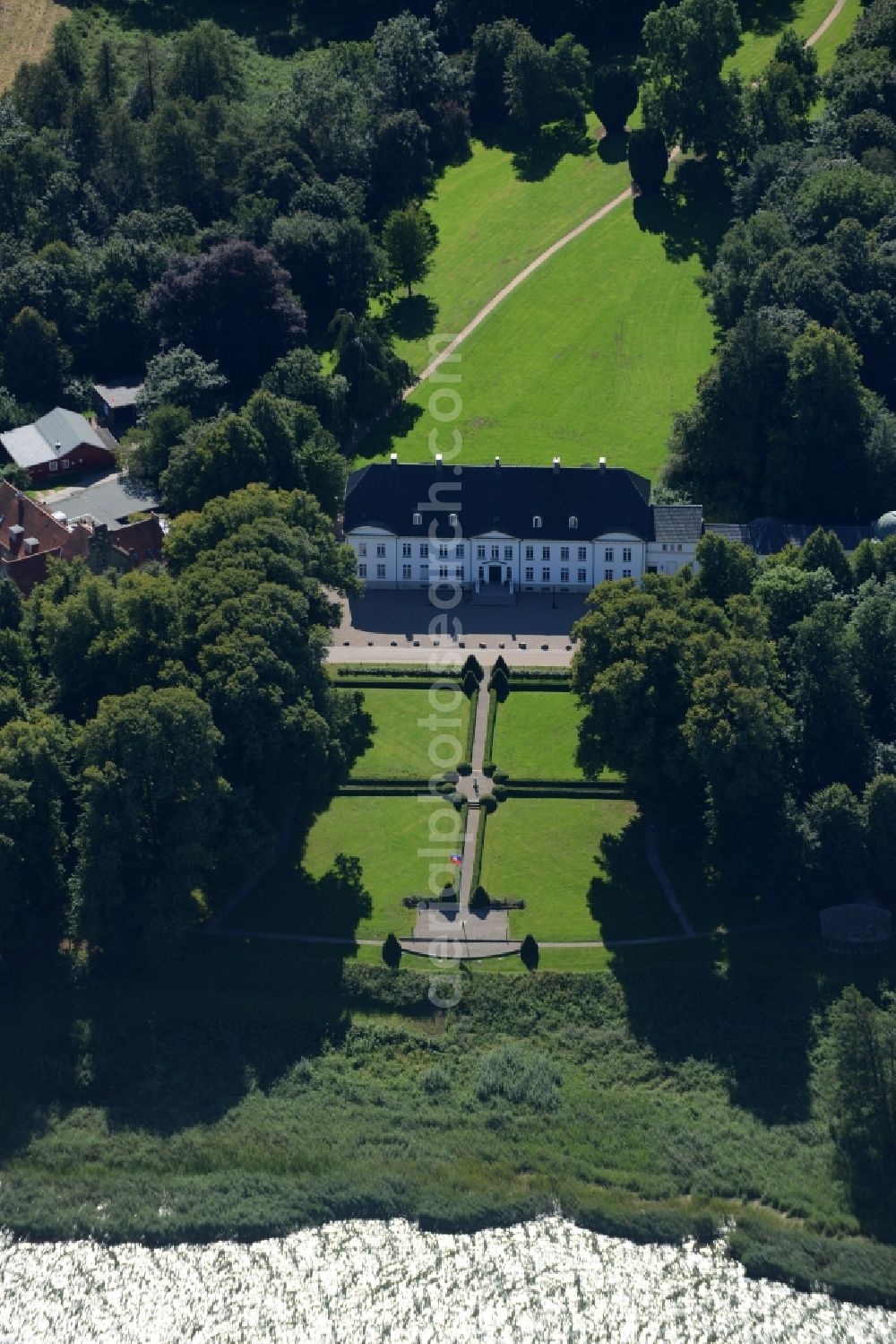 Güby from the bird's eye view: School building of the Stiftung Louisenlund in Gueby in the state Schleswig-Holstein