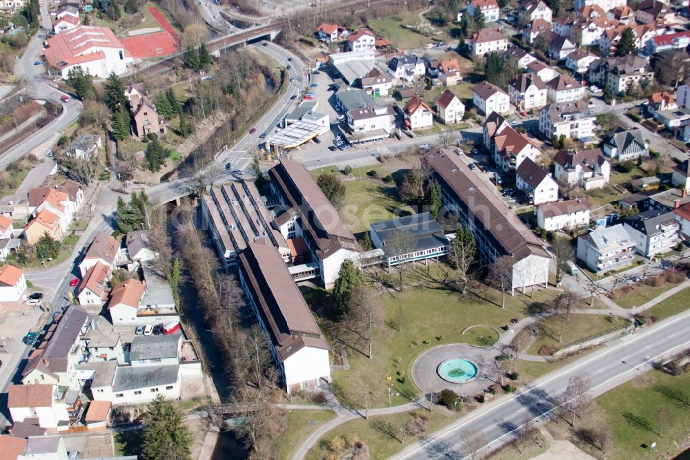 Eberbach from above - School building of the Theodor-Frey-school in Eberbach in the state Baden-Wuerttemberg