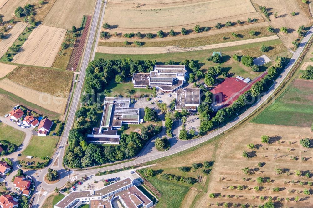 Steinegg from above - School building of the Verbandsschule in Biet Grand- and Hauptschule with factoryrealschule in Steinegg in the state Baden-Wurttemberg, Germany