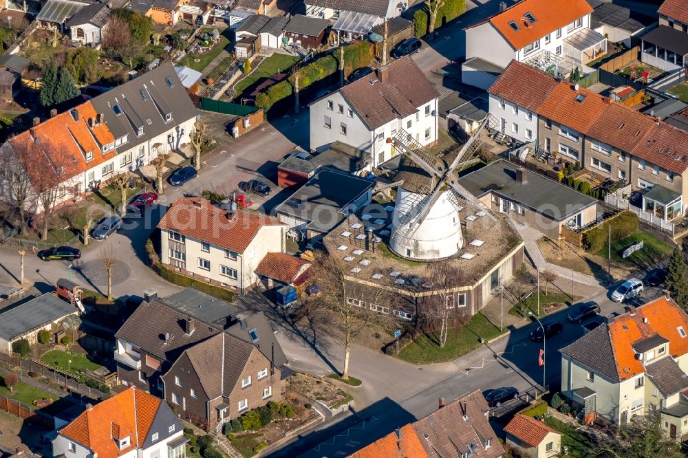 Aerial photograph Bönen - School building of the Volkshochschule Kamen-Boenen on Bahnhofstrasse in Boenen in the state North Rhine-Westphalia, Germany