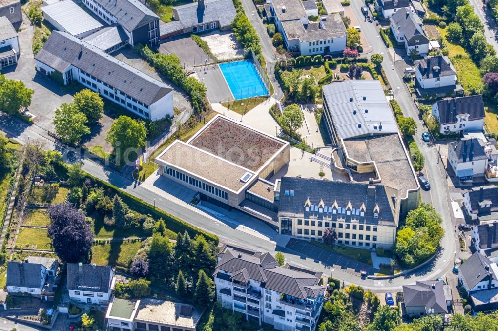 Meschede from above - School building of St. Walburga-Schule An der Klocken Kapelle in Meschede in the state North Rhine-Westphalia, Germany