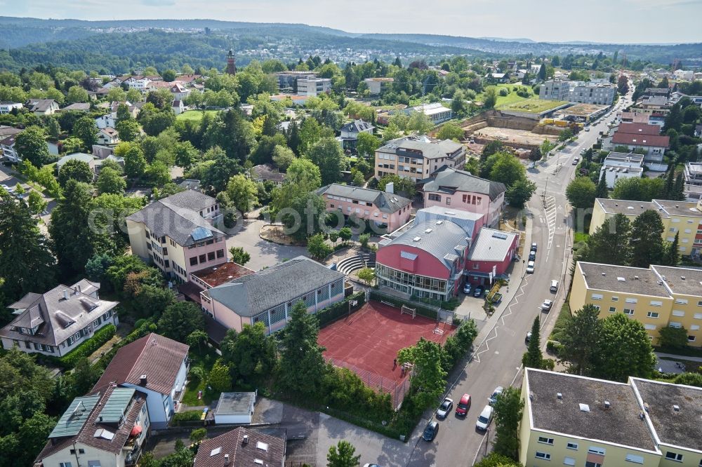 Aerial image Pforzheim - School building of the Waldorfschule in Pforzheim in the state Baden-Wurttemberg, Germany