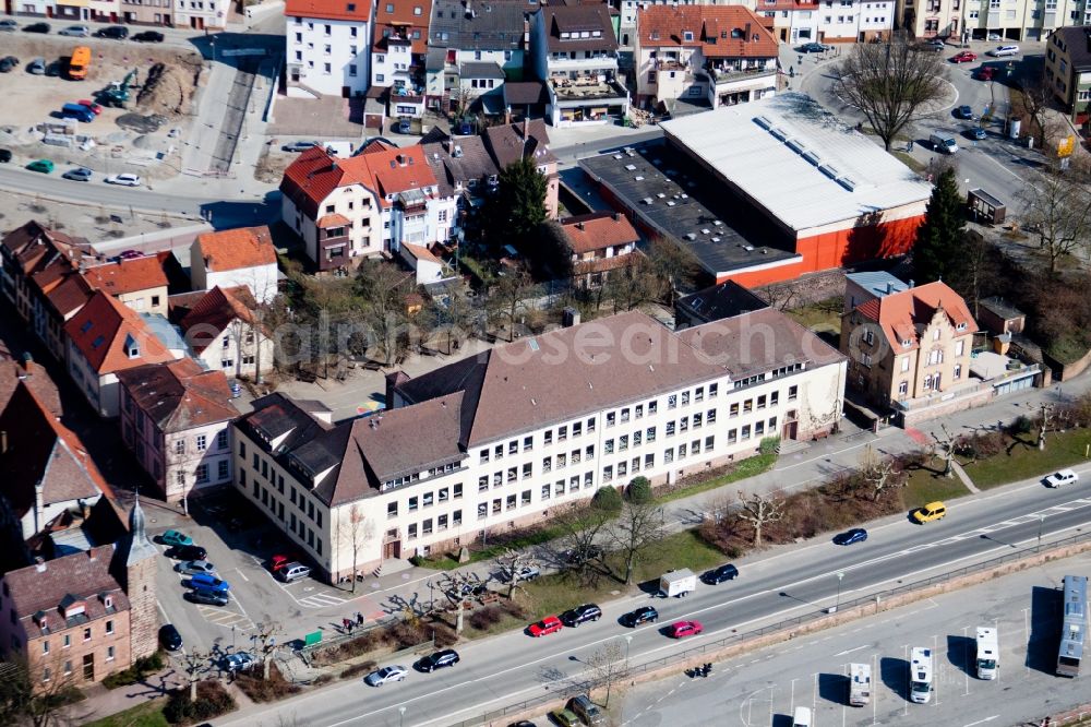 Eberbach from above - School building of the Dr. Weiss-Grundschule in Eberbach in the state Baden-Wuerttemberg