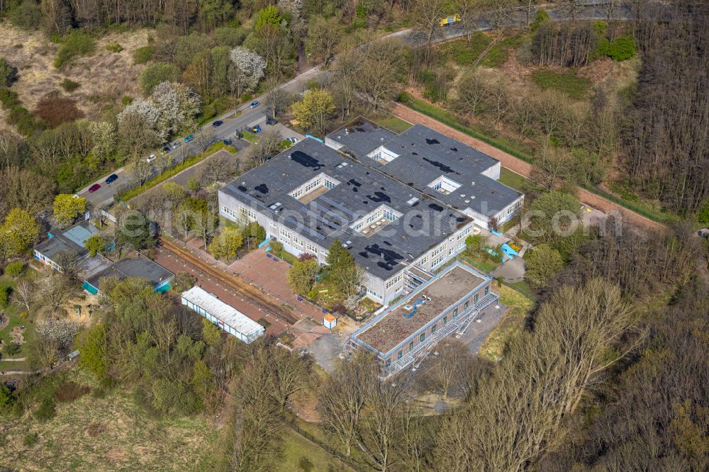 Dortmund from above - School building of the Wilhelm-Busch-Realschule on street Hoefkerstrasse in the district Hallerey in Dortmund at Ruhrgebiet in the state North Rhine-Westphalia, Germany