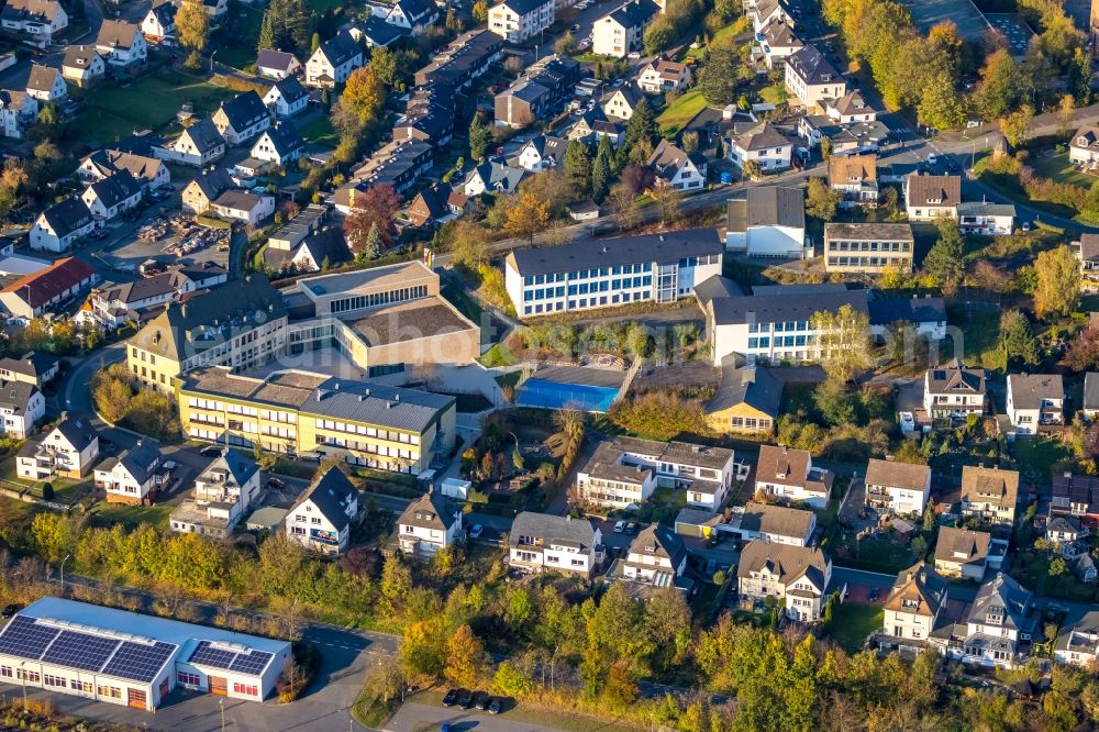 Aerial image Meschede - School building of St. Walburga-Schule An of Klocken Kapelle in Meschede in the state North Rhine-Westphalia, Germany