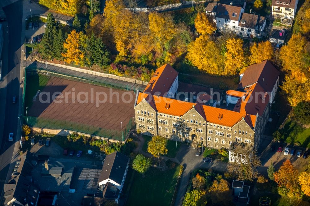 Attendorn from above - School grounds and buildings of the Collegium Bernadinum Boarding School for boys in Attendorn in the state of North Rhine-Westphalia