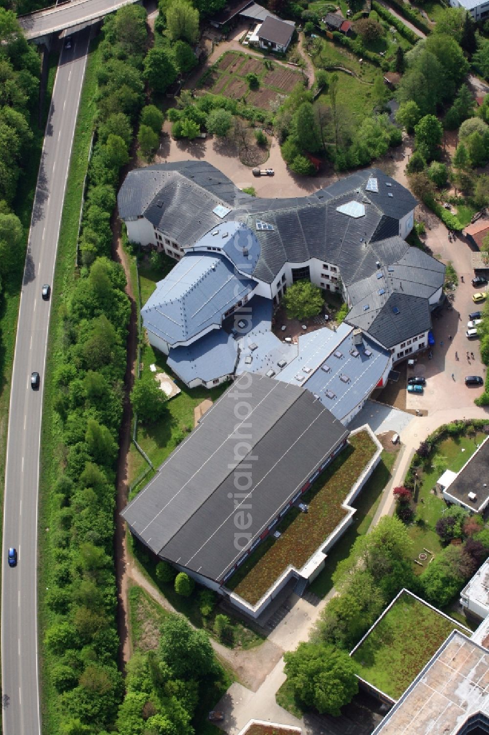 Schopfheim from above - School grounds and buildings of the Waldorf School in Schopfheim in the state Baden-Wuerttemberg