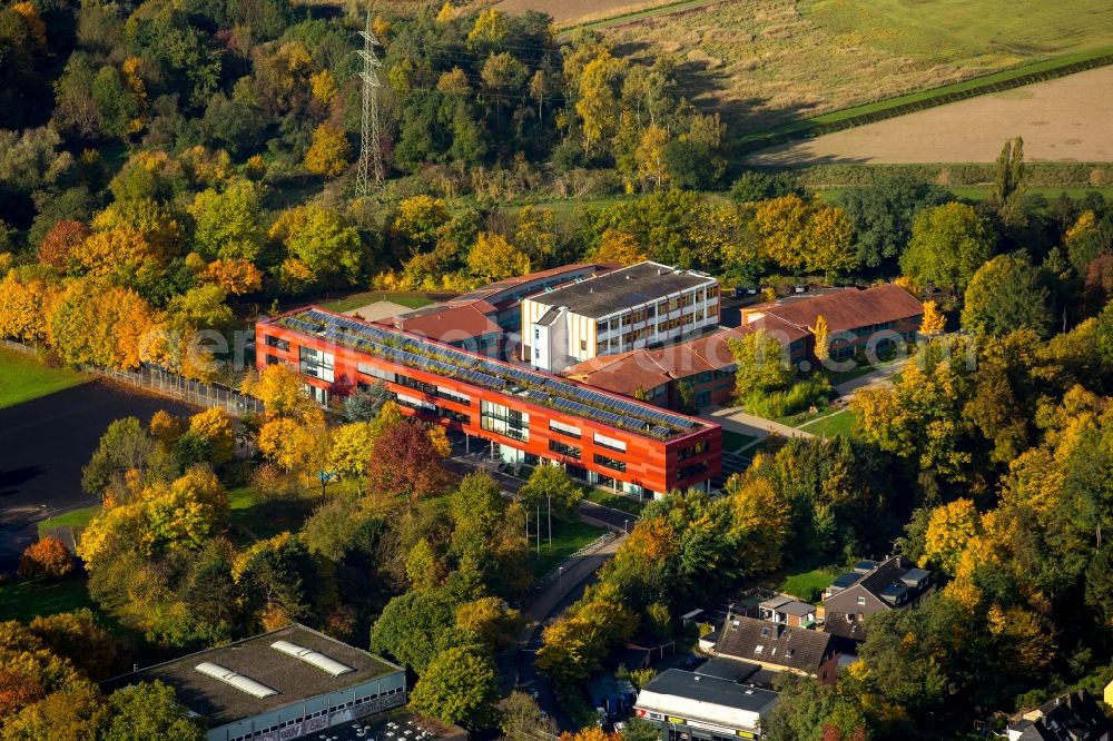 Essen from above - School grounds and buildings of the high school Essen-Ueberruhr in Essen in the state of North Rhine-Westphalia