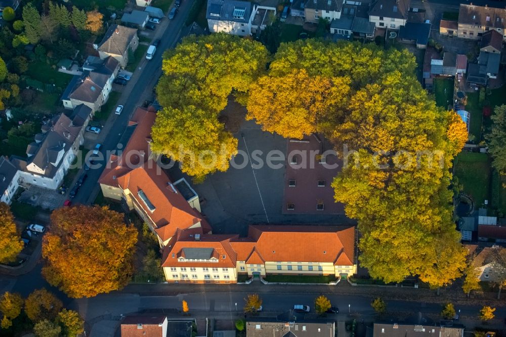 Gladbeck from above - School grounds and buildings of the autumnal Pestalozzi-School in Gladbeck in the state of North Rhine-Westphalia